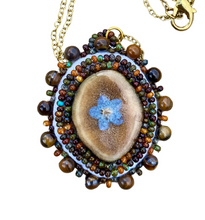 Load image into Gallery viewer, Caribou antler & forget-me-not necklace