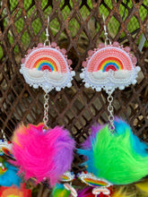 Load image into Gallery viewer, Rainbows (beaded) with faux fur dangles
