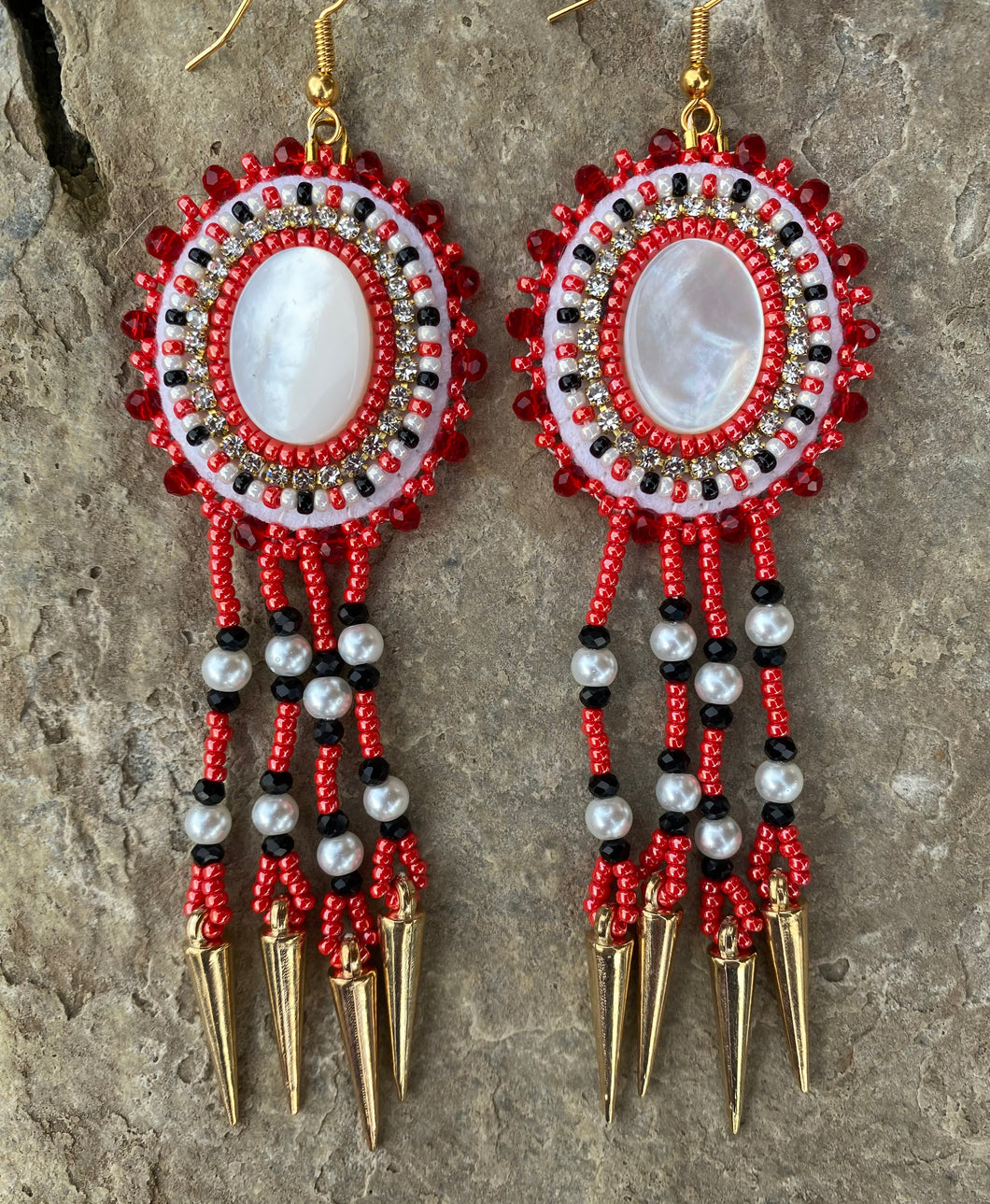Mother of Pearl red dangles