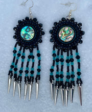 Load image into Gallery viewer, Abalone &amp; black dangles
