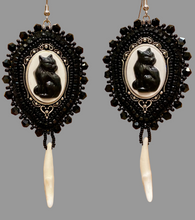 Load image into Gallery viewer, Black cat cameos w coyote tooth
