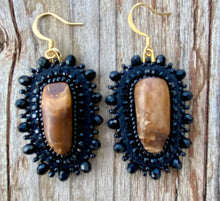 Load image into Gallery viewer, Fossilized Walrus/ivory teeth earrings
