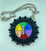 Load image into Gallery viewer, Rainbow "Fuck" spinning wheel necklace
