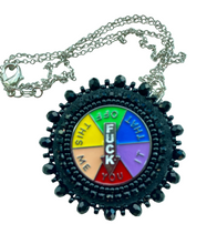 Load image into Gallery viewer, Rainbow "Fuck" spinning wheel necklace
