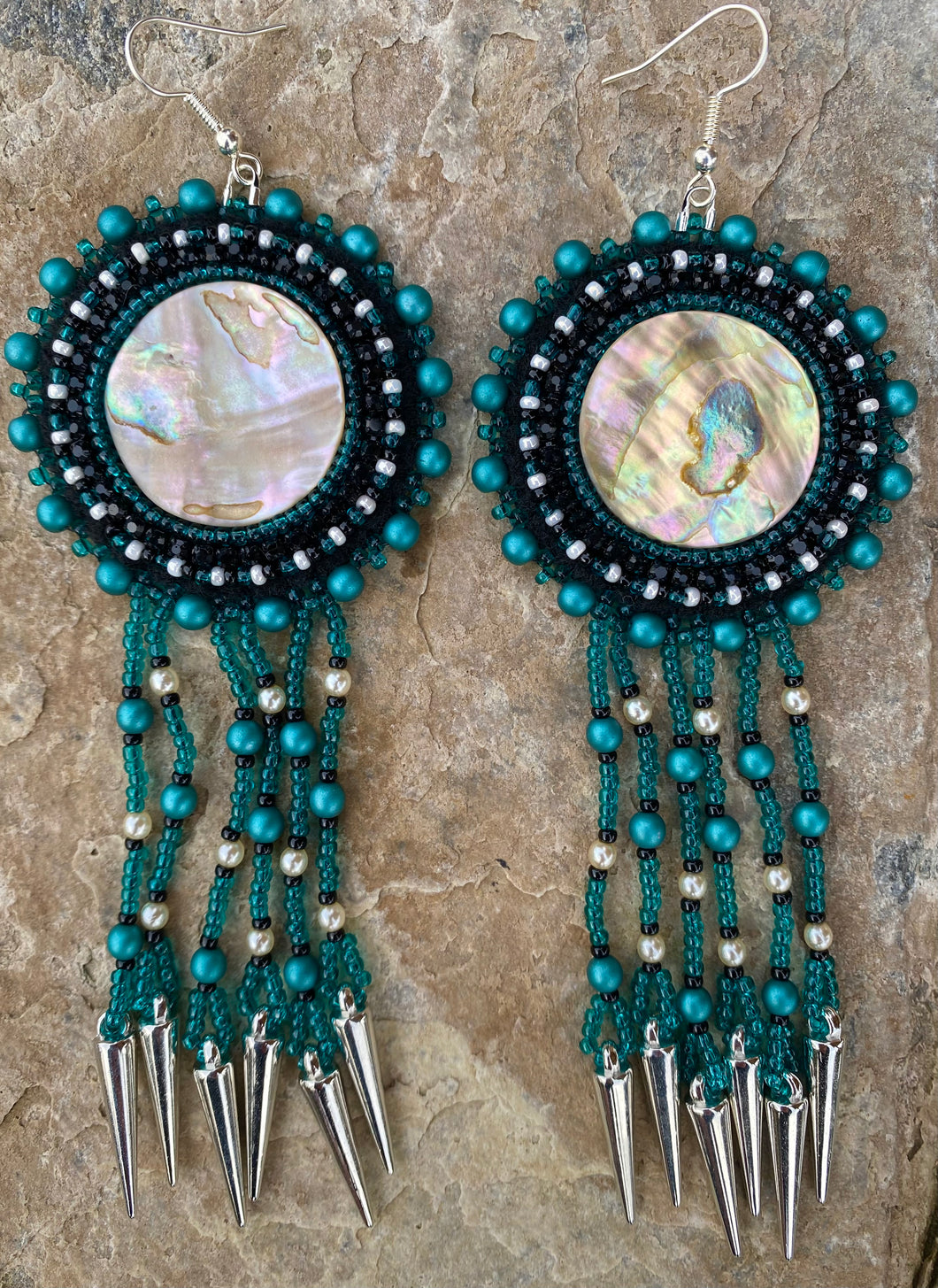Abalone teal dangles