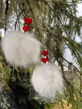 Load image into Gallery viewer, Arctic Fox Mega pom w two velvet hearts (studs)
