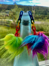 Load image into Gallery viewer, Rainbow Faux Fur poms with chunky chain
