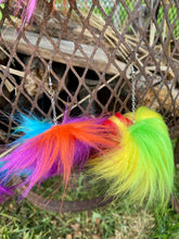 Load image into Gallery viewer, Rainbow faux fur poms w chains
