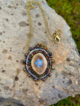 Load image into Gallery viewer, Caribou antler &amp; forget-me-not necklace
