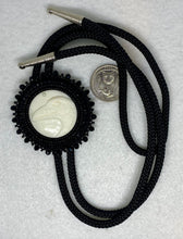 Load image into Gallery viewer, White Raven bone bolo tie
