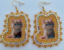 Load image into Gallery viewer, Orange cat meme earrings
