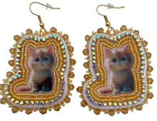Load image into Gallery viewer, Orange cat earrings
