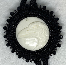 Load image into Gallery viewer, White Raven bone bolo tie
