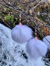 Load image into Gallery viewer, Arctic Fox Mega poms with pink/red beads
