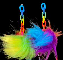 Load image into Gallery viewer, Rainbow Faux Fur poms with chunky chain
