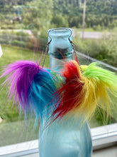 Load image into Gallery viewer, Rainbow faux fur poms w chains
