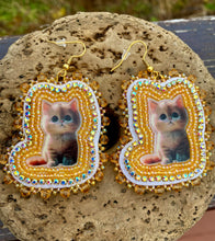 Load image into Gallery viewer, Orange cat meme earrings

