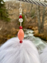 Load image into Gallery viewer, Arctic Fox Mega poms with pink/red beads
