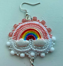 Load image into Gallery viewer, Rainbows (beaded) with faux fur dangles
