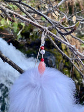 Load image into Gallery viewer, Arctic Fox Mega poms with pink/red beads
