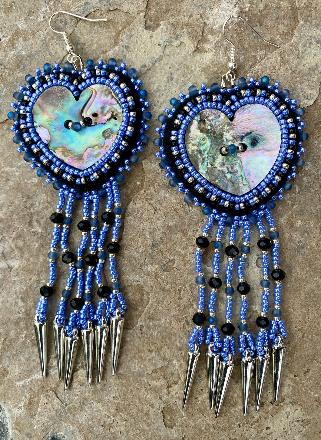 Abalone hearts with dangles