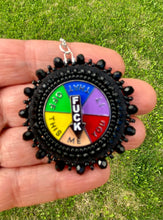 Load image into Gallery viewer, Rainbow "Fuck" spinning wheel necklace
