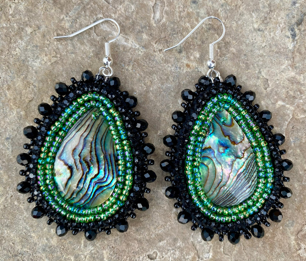 Abalone with teal earrings