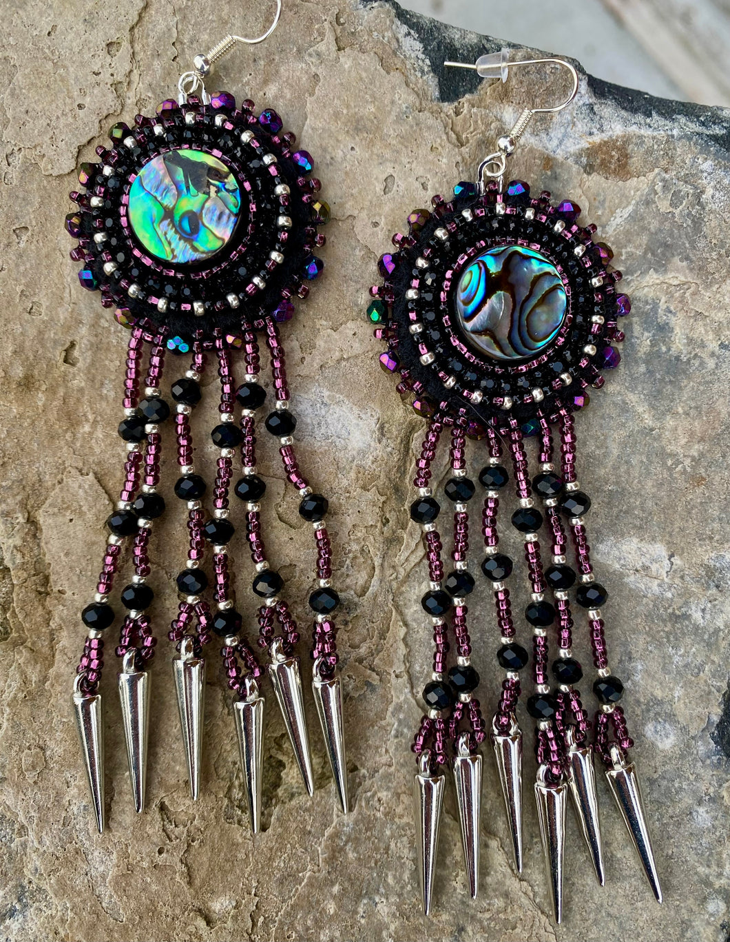 Abalone Eggplant purple with dangles